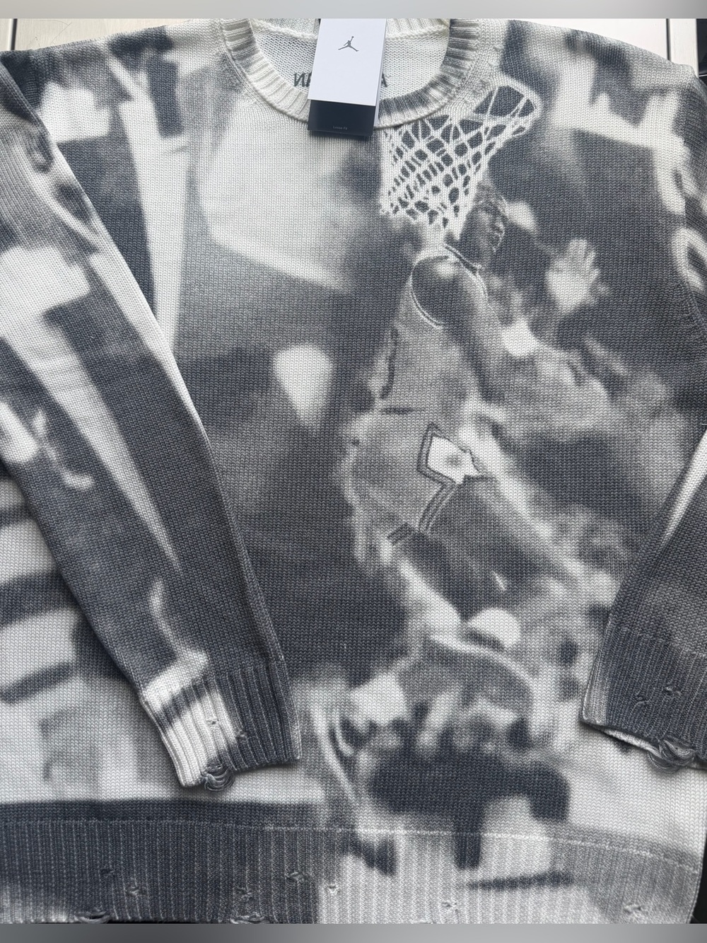 Men’s Air Jordan Knit Sweater AOP Distressed Relaxed Fit  | HQ1635-133 XL